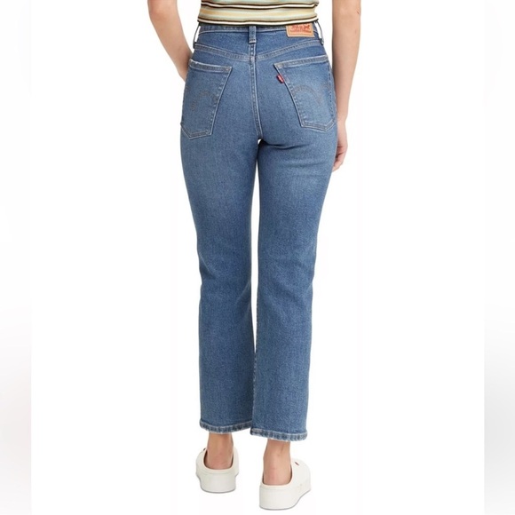 Levi's Wedgie Straight Jeans Button Fly Size 32 High Rise Distressed Denim - Picture 2 of 14